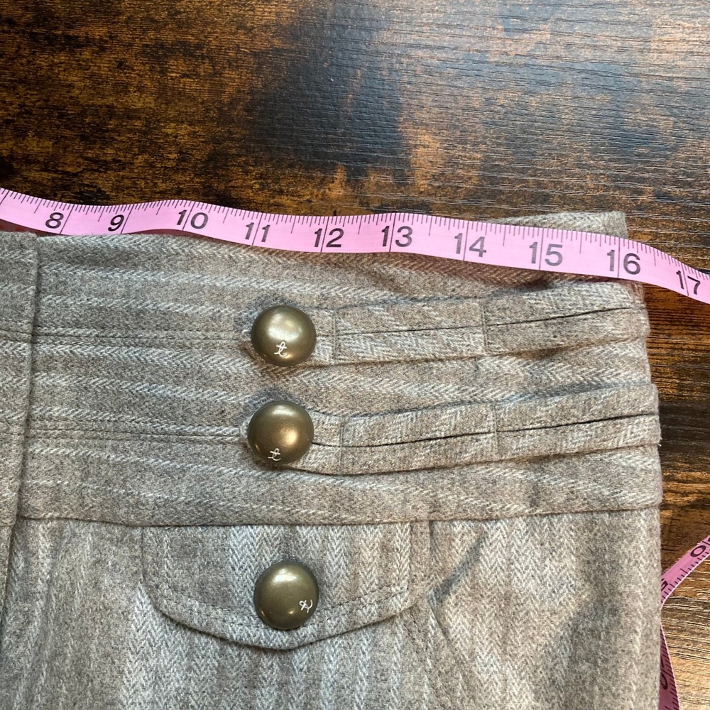 Taikonku Anthropologie Y2K Brown Herringbone Weave Wide Leg Wool Trousers 10 - Picture 10 of 13
